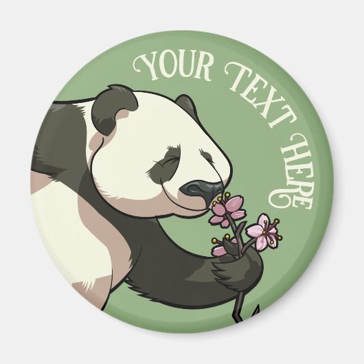Quirky Panda Add Your Text Cherry Blossom Artwork マグネット (正面)