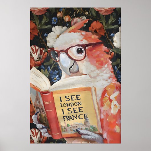 Quirky Parrot Bathroom Wall Art Print 'I See ポスター (正面)