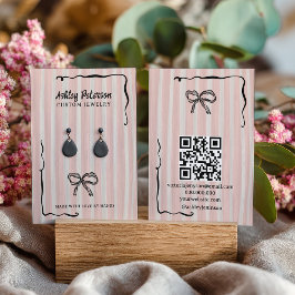Quirky Pink Hand-Drawn Bow Jewelry Earring 名刺