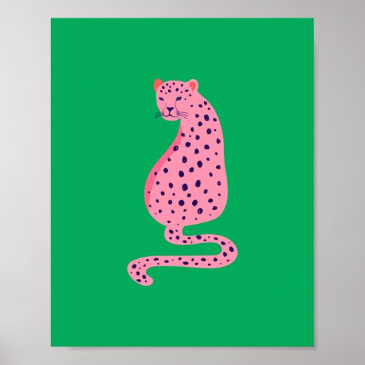 Quirky Pink Leopard Green Aesthetic ポスター (正面)