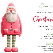 Quirky pink santa minimalist Christmas party  招待状