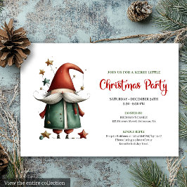 Quirky red green Christmas party invitation card 招待状