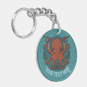 Quirky Red Octopus Artwork Personalized Design キーホルダー (正面左)