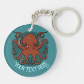 Quirky Red Octopus Artwork Personalized Design キーホルダー (裏面)