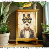 Quirky Regal Steampunk Dog Portrait EA6 Decoupage 薄葉紙
