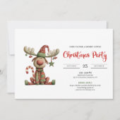Quirky Reindeer Festive Watercolor Party Invites 招待状 (正面)