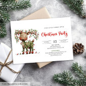 Quirky Reindeer funny modern Christmas celebration 招待状