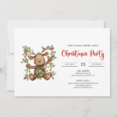 Quirky Reindeer modern chic Christmas invitation 招待状 (正面)