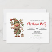 Quirky Reindeer Modern Festive Holiday Invitation 招待状 (正面)