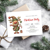 Quirky Reindeer Modern Festive Holiday Invitation 招待状