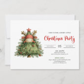 Quirky Reindeer trendy red green Christmas invite 招待状 (正面)