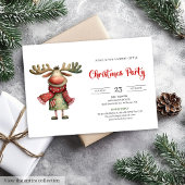 Quirky Reindeer Watercolor Kids Celebration Invite 招待状