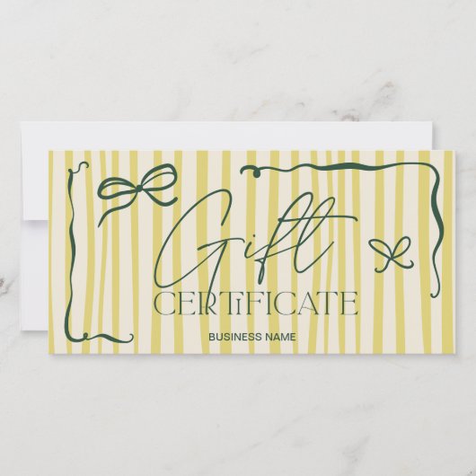Quirky Retro Citrus HandDrawn Bow Gift Certificate (正面)