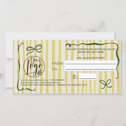 Quirky Retro Citrus HandDrawn Bow Gift Certificate (裏面)