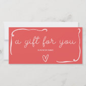 Quirky Retro Coral Red Christmas Gift Certificate (正面)