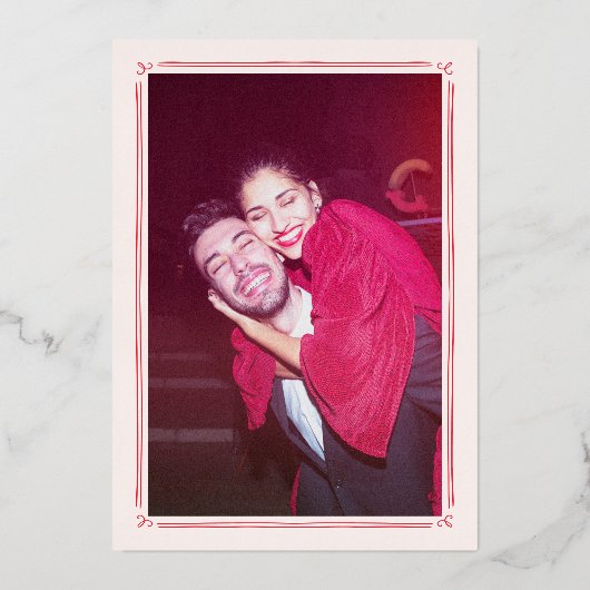 Quirky Retro Love Struck Hand Drawn Cupid Wedding 箔招待状 (裏面)