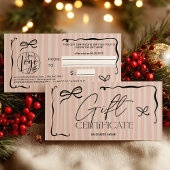 Quirky Retro Pink Hand-Drawn Bow Gift Certificate