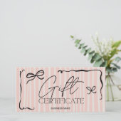Quirky Retro Pink Hand-Drawn Bow Gift Certificate (スタンド正面)
