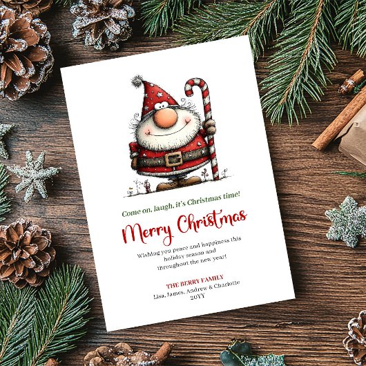 Quirky Santa Cartoon Funny Christmas Greeting Card シーズンカード