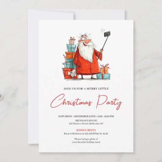 Quirky Santa Claus Editable Christmas Party Invite 招待状 (正面)