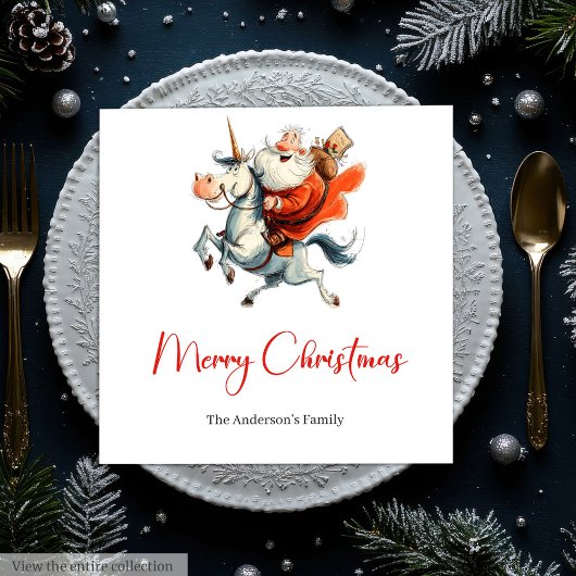Quirky Santa Claus Funny Christmas Dinner Napkins スタンダードランチョンナプキン