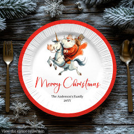 Quirky Santa Claus Funny Christmas Party Plates ペーパープレート
