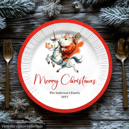 Quirky Santa Claus Funny Christmas Party Plates ペーパープレート