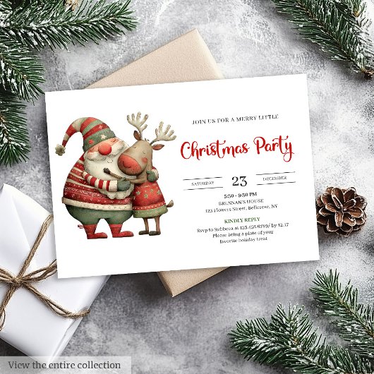 Quirky Santa Claus Watercolor Editable Kids Party  招待状