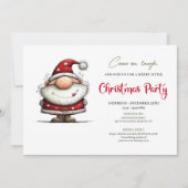 Quirky Santa Hand Lettering Christmas Invitation 招待状 (正面)