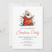 Quirky Santa Watercolor Holiday Party Invitation  招待状 (正面)