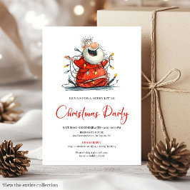 Quirky Santa Watercolor Holiday Party Invitation  招待状