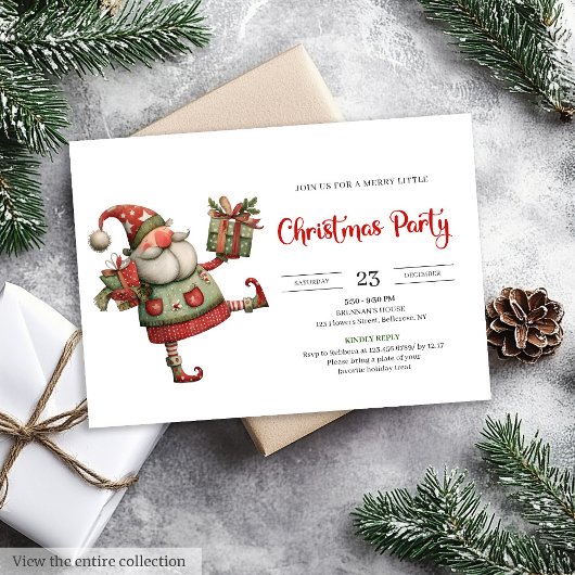 Quirky Santa Watercolor Kids Celebration Party  招待状