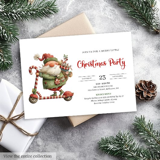 Quirky Santa Watercolor Scandinavian Party Invites 招待状
