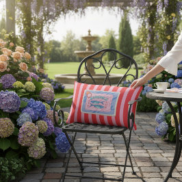 Quirky Sardines Can Red Pink Stripes Decor アウトドアクッション