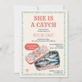 Quirky She Is A Catch Sardine Social Bridal Shower 招待状 (正面)
