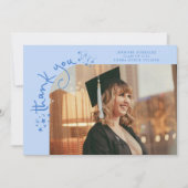 Quirky Stars Icy Blue Grad Photo Thank You 案内状 (正面)