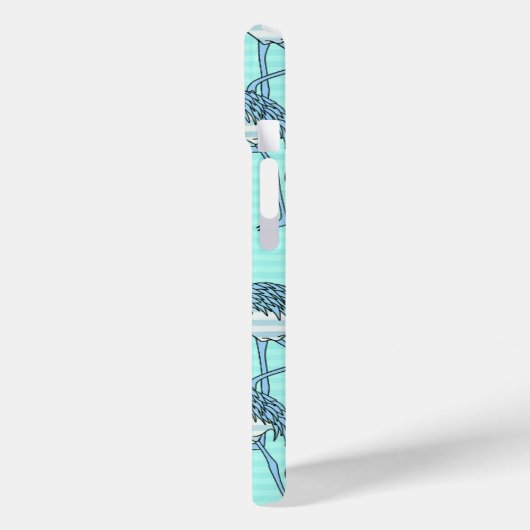 Quirky Striped Turquoise Flamingos Pattern Case-Mate iPhoneケース (裏面 / 左)