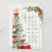Quirky Stripes Christmas Baby Shower 招待状 (正面)