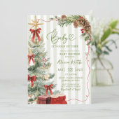 Quirky Stripes Christmas Baby Shower 招待状 (スタンド正面)