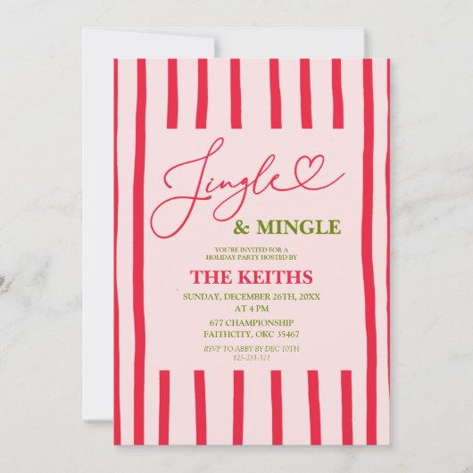 Quirky Stripes Modern Christmas Party  招待状 (正面)