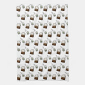 Quirky Tea Bag Pattern on White キッチンタオル (縦)