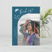 Quirky Thank You Stars Teal Graduate Photo 案内状 (スタンド正面)