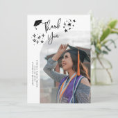Quirky Thank You Stars White Graduate Photo 案内状 (スタンド正面)