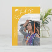 Quirky Thank You Stars Yellow Graduate Photo 案内状 (スタンド正面)