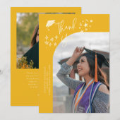 Quirky Thank You Stars Yellow Graduate Photo 案内状 (正面/裏面)