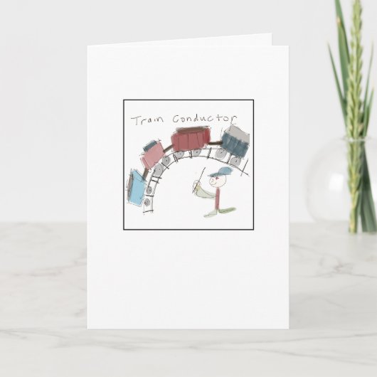 Quirky Train Conductor Illustrated カード (正面)