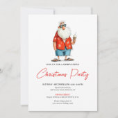 Quirky Watercolor Santa Funny Christmas Invitation 招待状 (正面)