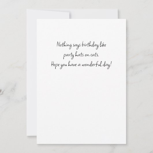 Quirky Whimsical Cat Party Hat Cake Birthday カード (裏面)