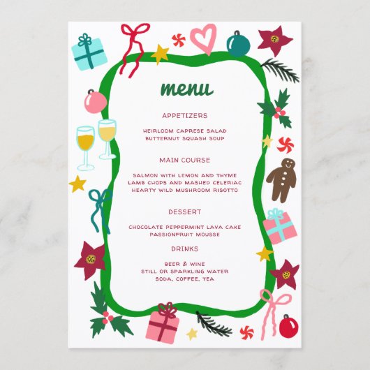 Quirky Whimsical Christmas CUSTOM Holiday Party メニュー (正面)