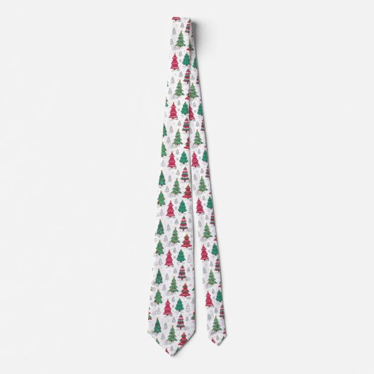 Quirky Whimsical Christmas Trees Doodles Seasonal  ネクタイ (正面)